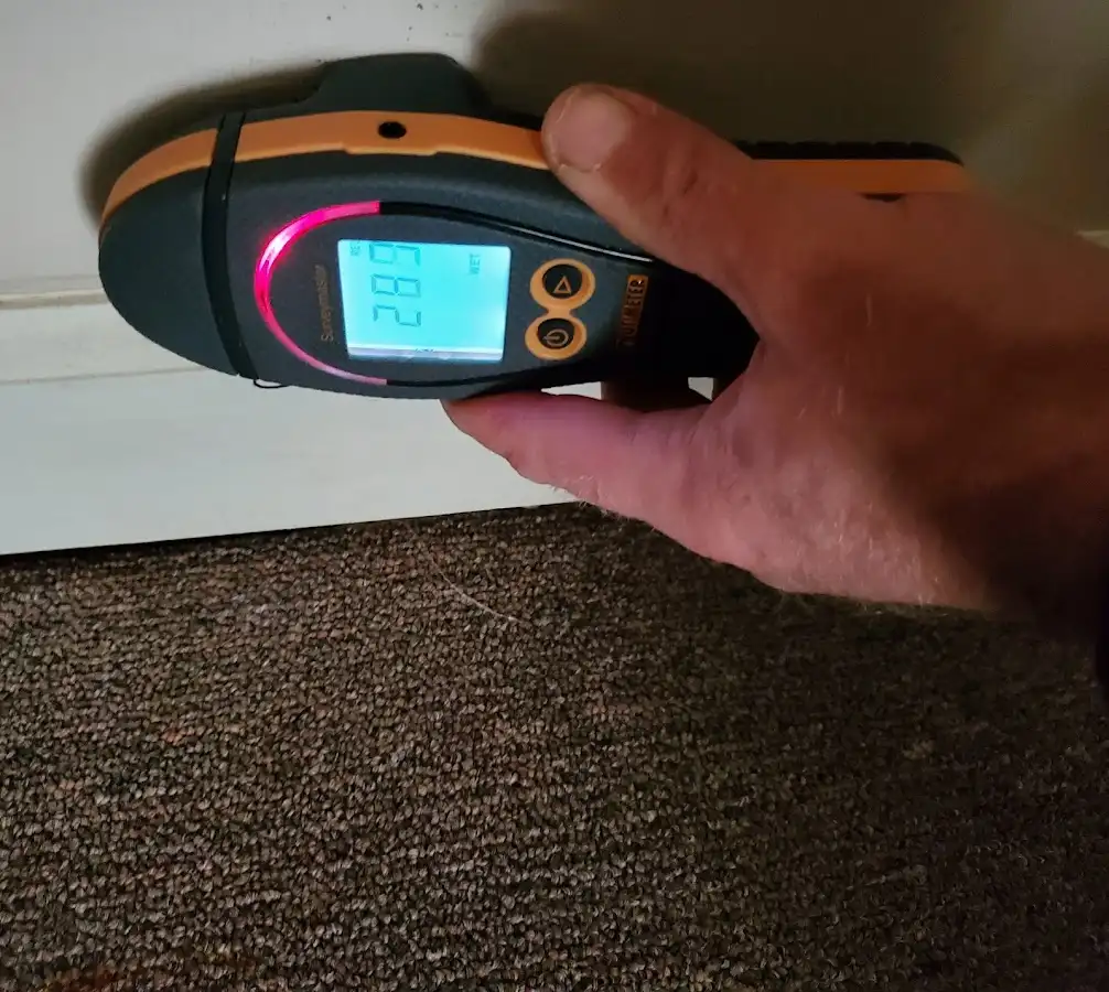 Moisture detection at baseboard during Sewage Cleanup & Sanitation in Harvard